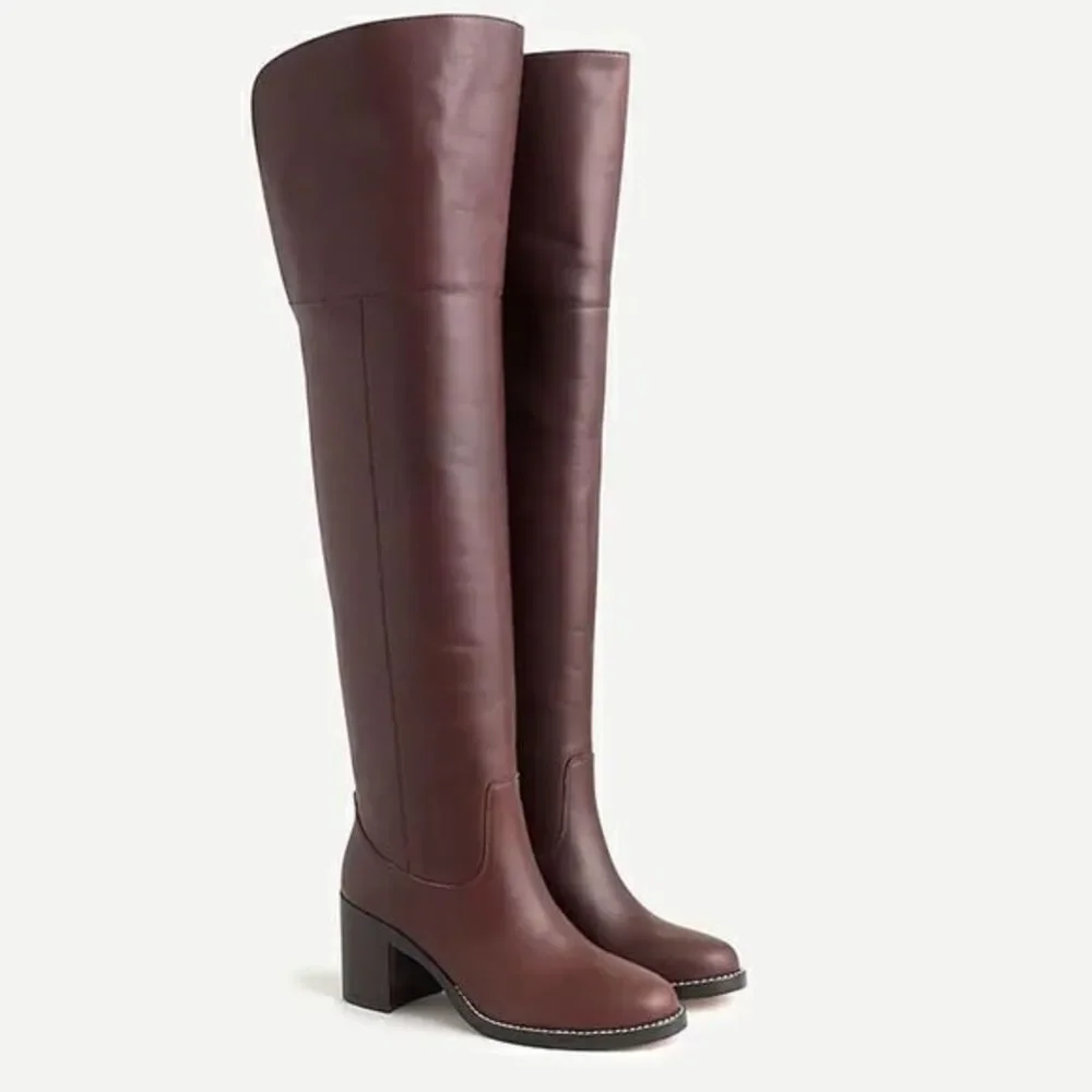 J.CREW Leather Over-the-Knee Burgundy Boots Size 6.5